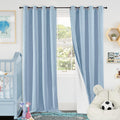Baby Blue Linen Blackout Curtains 95 in Length 2 Panels Set - Total
