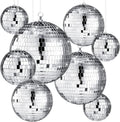 Mirror Disco Ball Set 8 Pcs Silver - Large to Small Party Pack