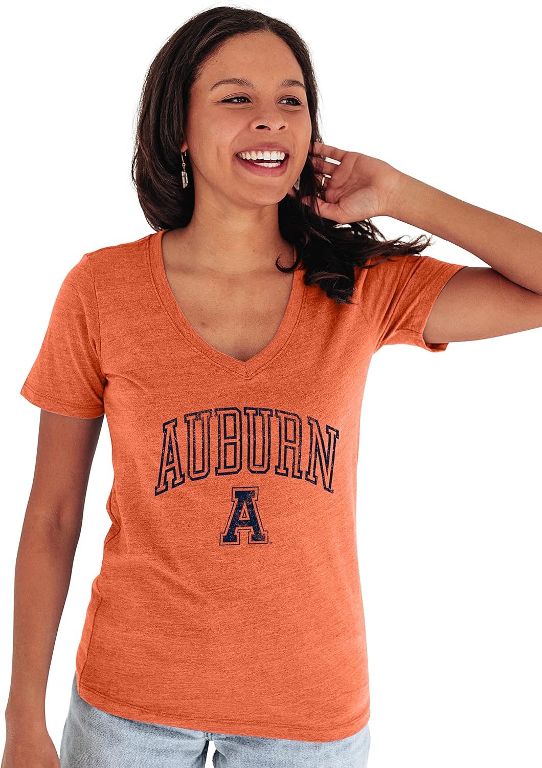 Auburn Tigers Womens Tri-Blend T-Shirt Vintage Arch Graphic