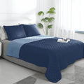 Queen Plus Reversible Quilt Set Dark Blue/Light Blue - Water Resistant