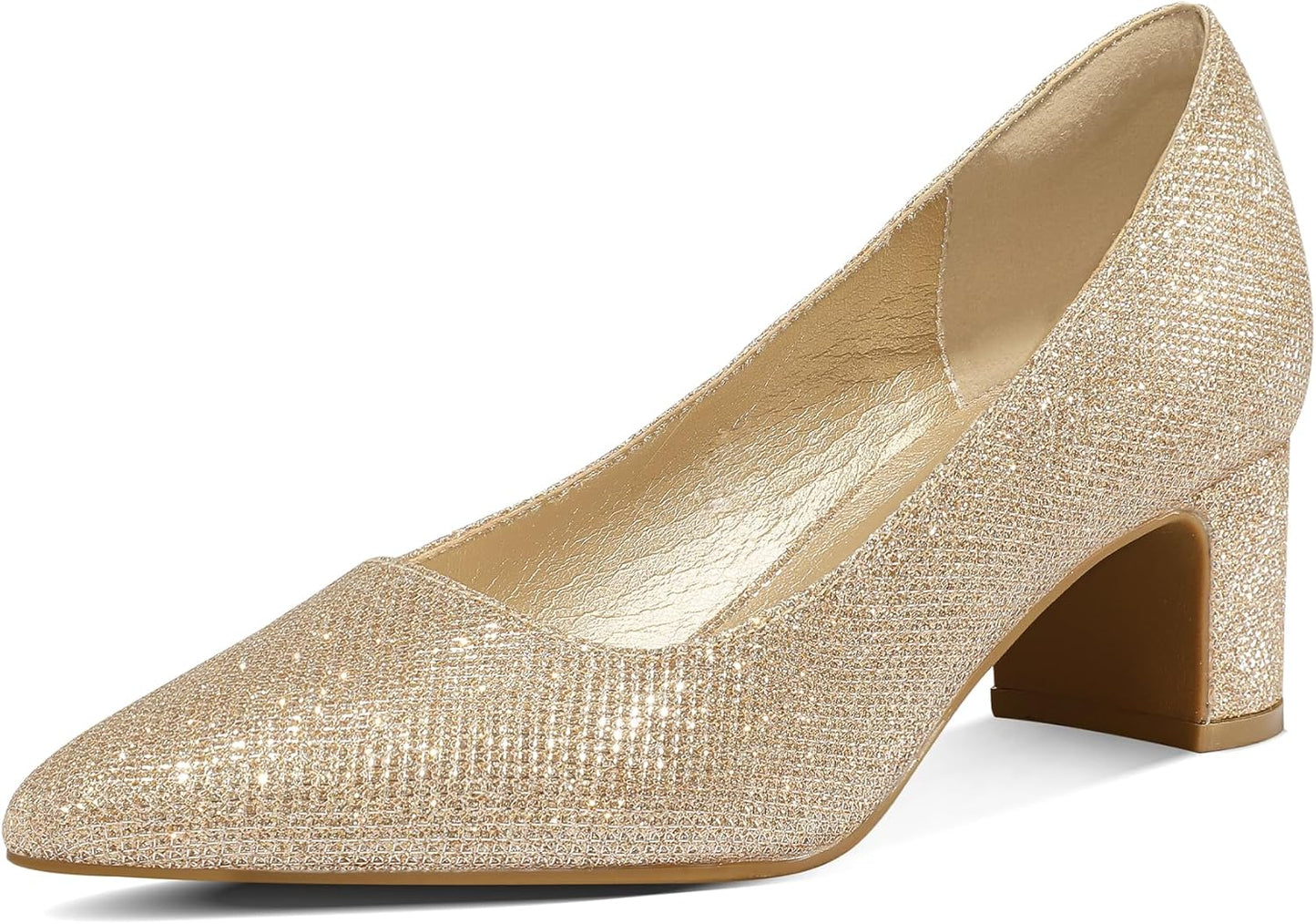 mysoft Women's Pointed Toe Pumps with 2 Inch Chunky Block Heels