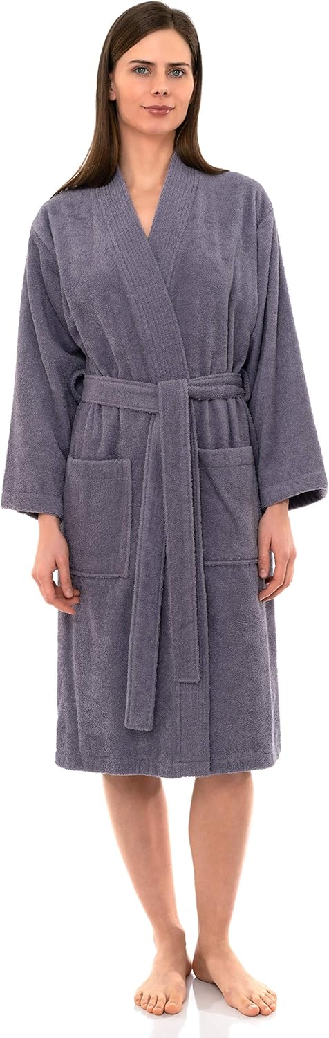 Comfortable Cotton Kimono Bathrobe for Women - Knee Length Robe
