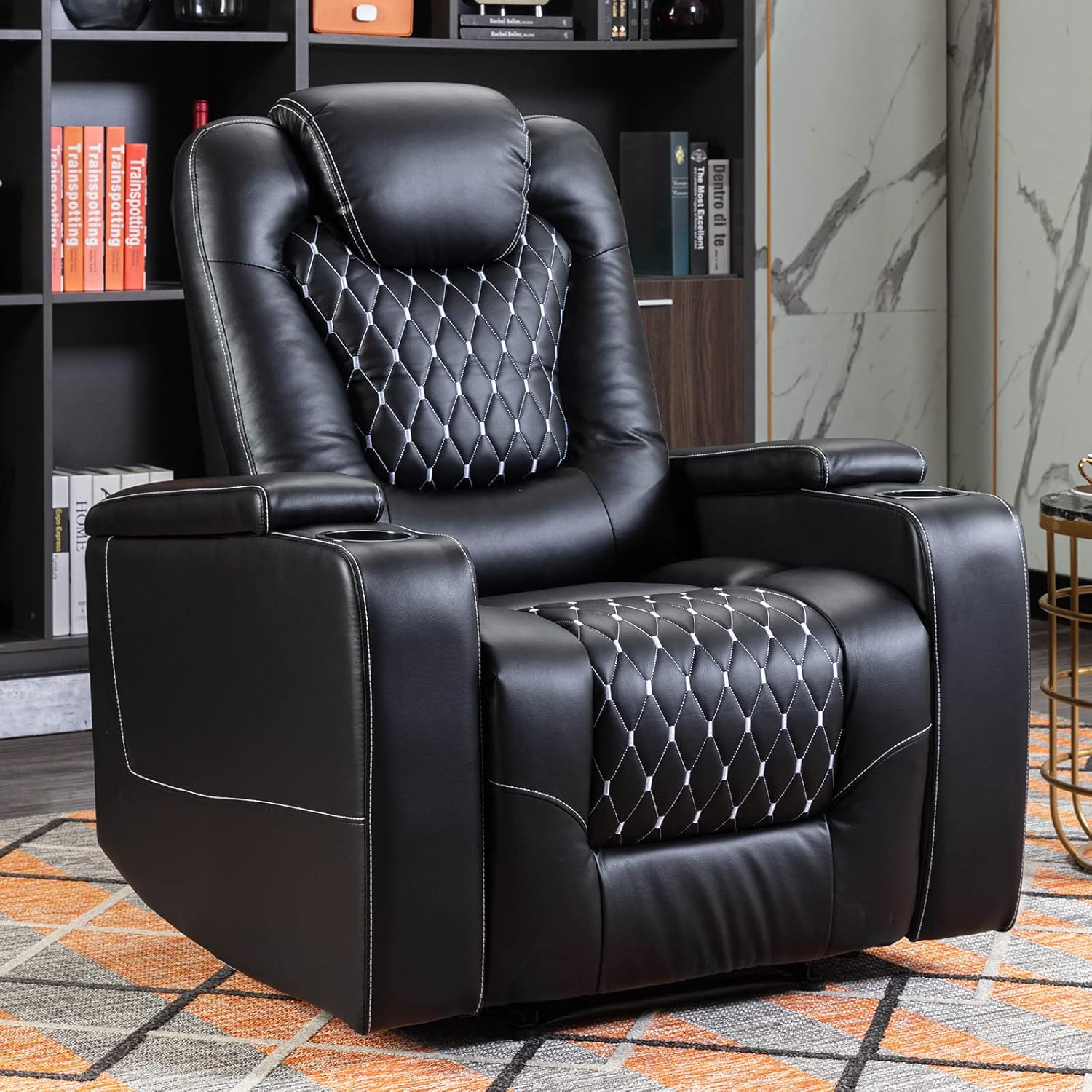 ANJ Power Recliner Chair - USB Ports, Cup Holders, & Hidden Storage