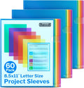 Dunwell Clear Folders for Documents - 60 Pack of Colorful Sleeves