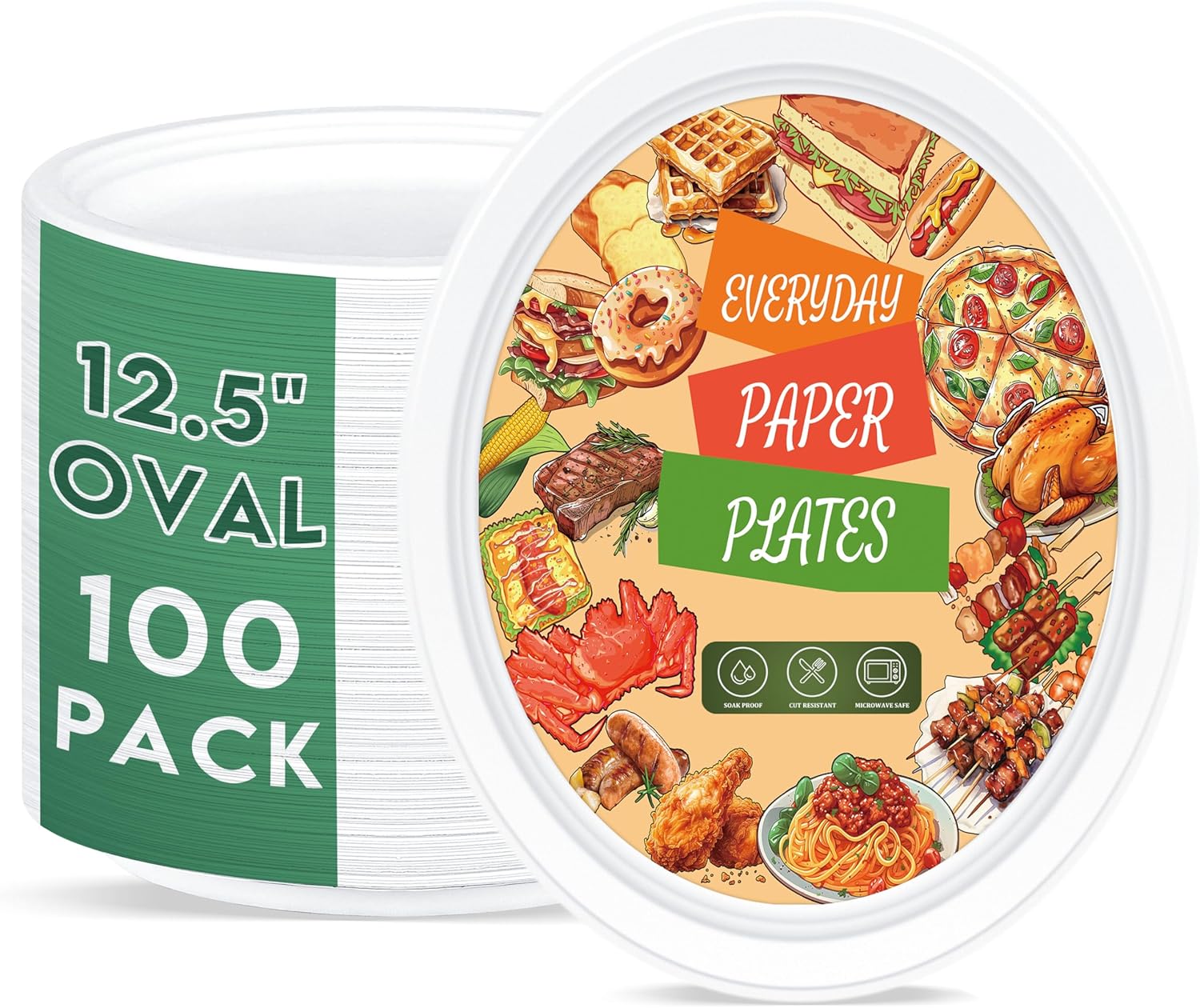100% Compostable Oval Paper Plates for Eco-Friendly Dining