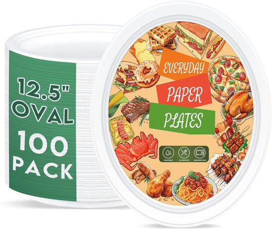 100% Compostable Oval Paper Plates for Eco-Friendly Dining