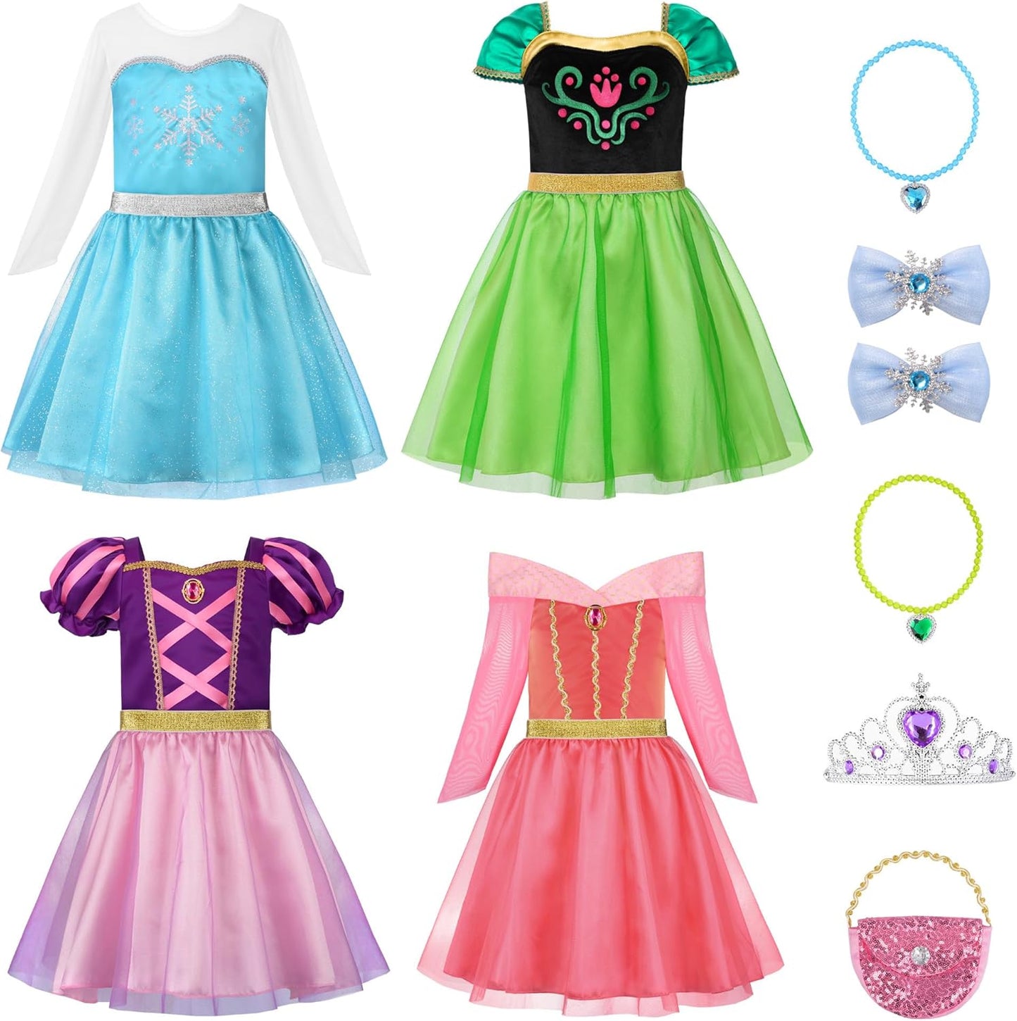ReliBeauty Princess Dress Up Set for Girls Aged 3-8 Years