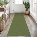 EARTHALL Woven Runner Rug 2x7 ft Washable Runner - Non Slip Green