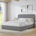 Queen Size Boucle Bed Frame with Headboard - Light Grey Plush Comfort