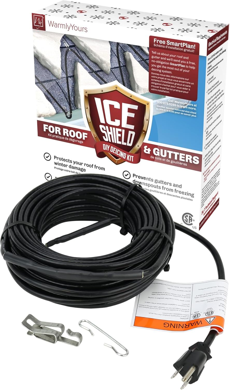 Roof Snow De-Icing Heat Cable by WarmlyYours - 80 ft. Solution
