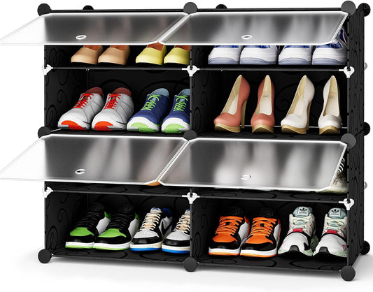 HOMIDEC 4 Tier Shoe Rack for 16 Pairs - Stylish Storage Solution