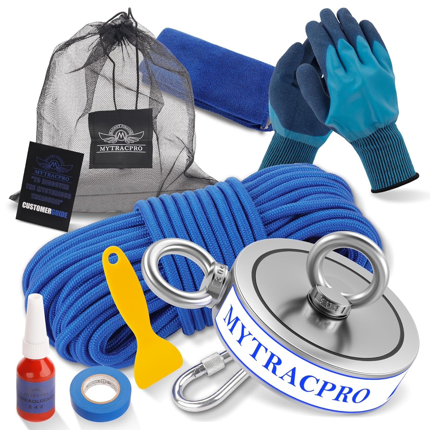 1900 lbs Complete Magnet Fishing Kit for River Treasure Hunting