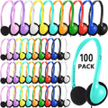 Bulk Headphones 100 Pack Multi Color for Classroom - School Set