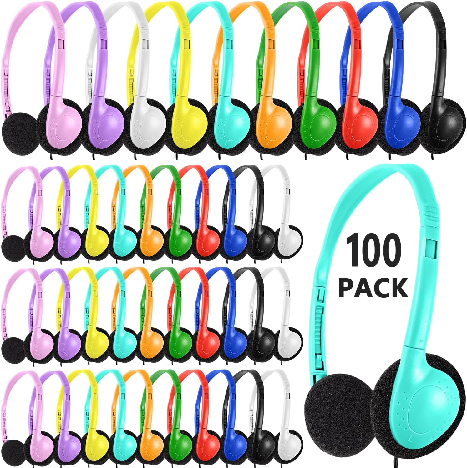 Colorful Bulk Headphones - Classroom Essential!