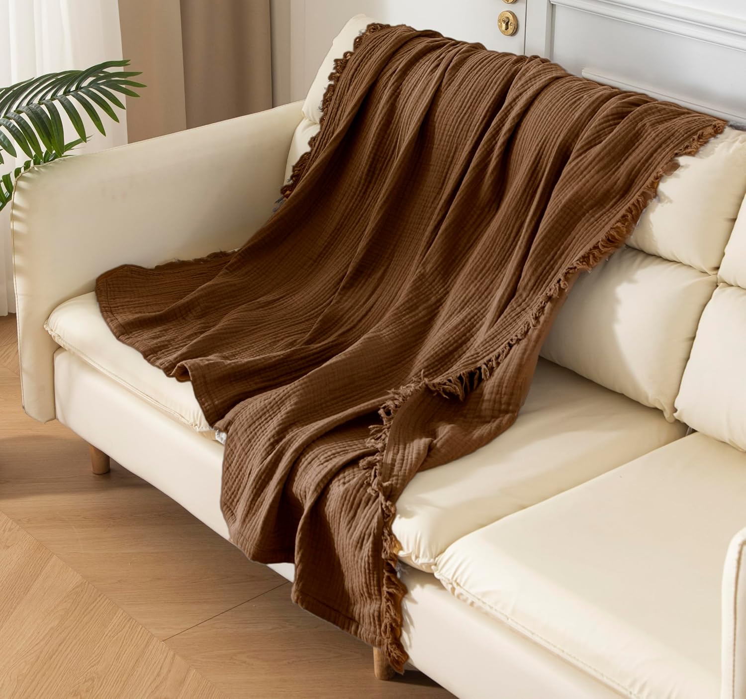 Organic Cotton Muslin Blanket 90inx90in for All Seasons