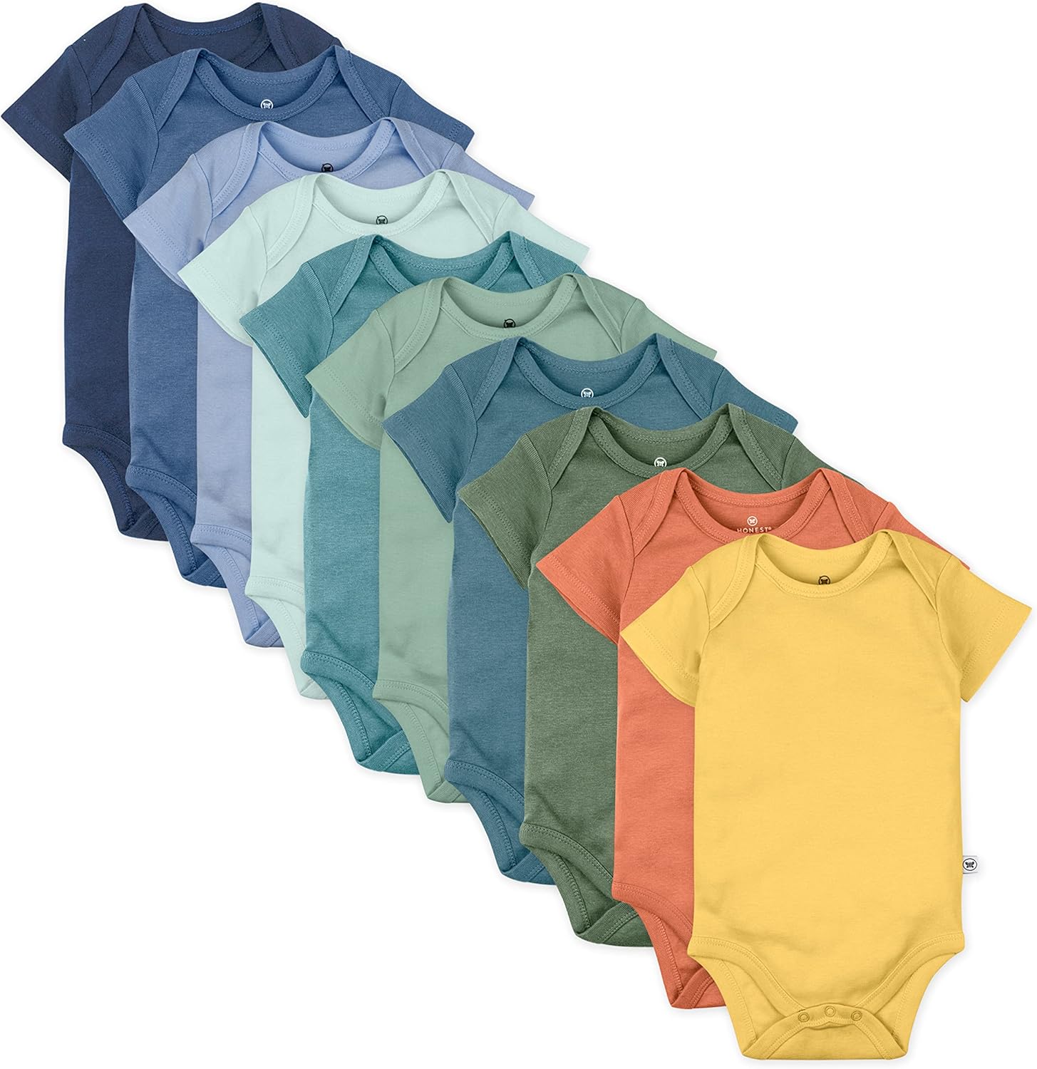 Honestbaby 10-Pack Short Sleeve Bodysuits for Infants Unisex