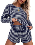 Ekouaer Womens Waffle Knit Pajama Set - Soft Lounge Top & Shorts made