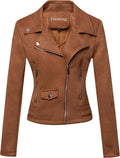 Tanming Women's Faux Leather Moto Biker Short Coat Jacket (Style FLVJ)
