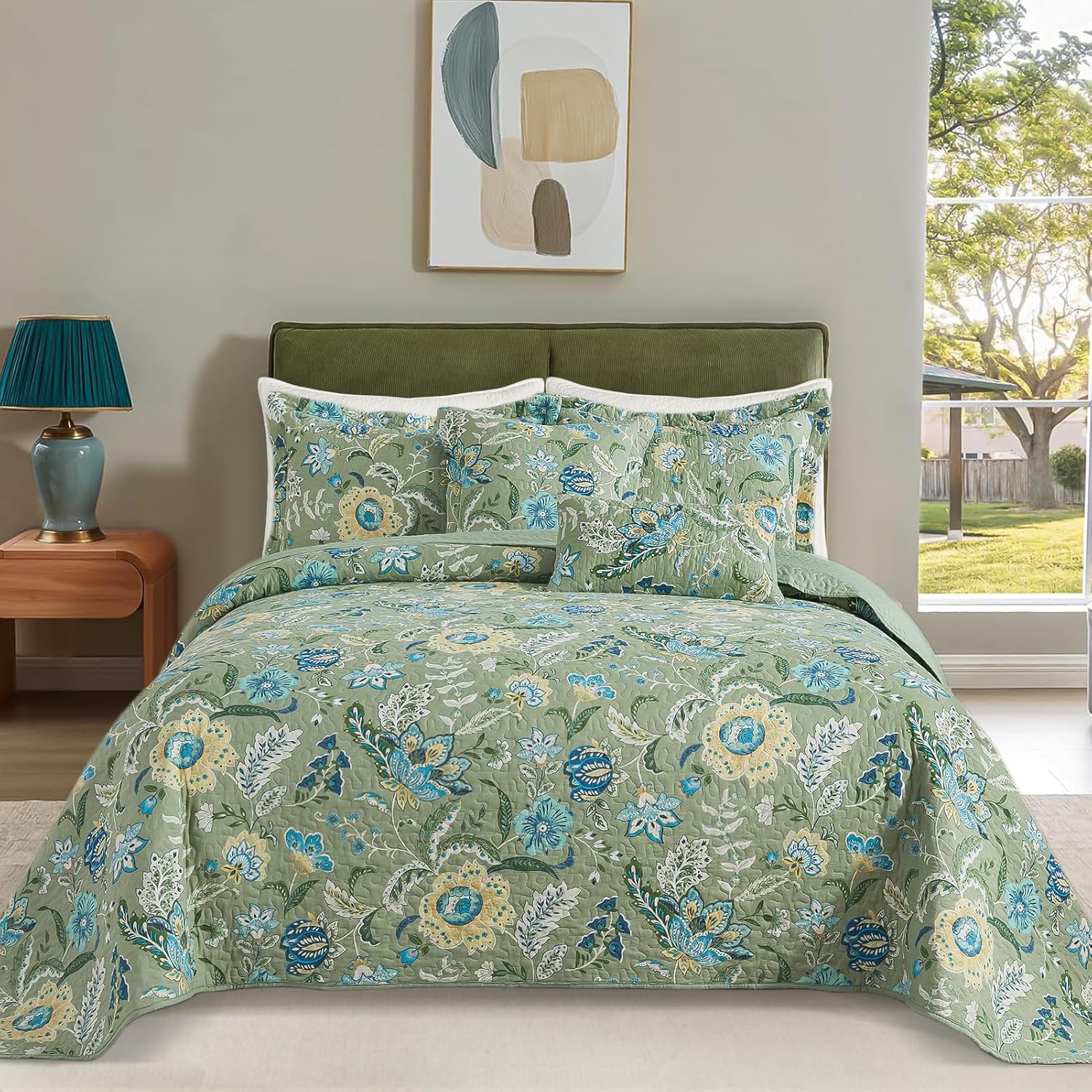 Farmhouse Queen Quilt Bedding Set - Lightweight Cotton Coverlet
