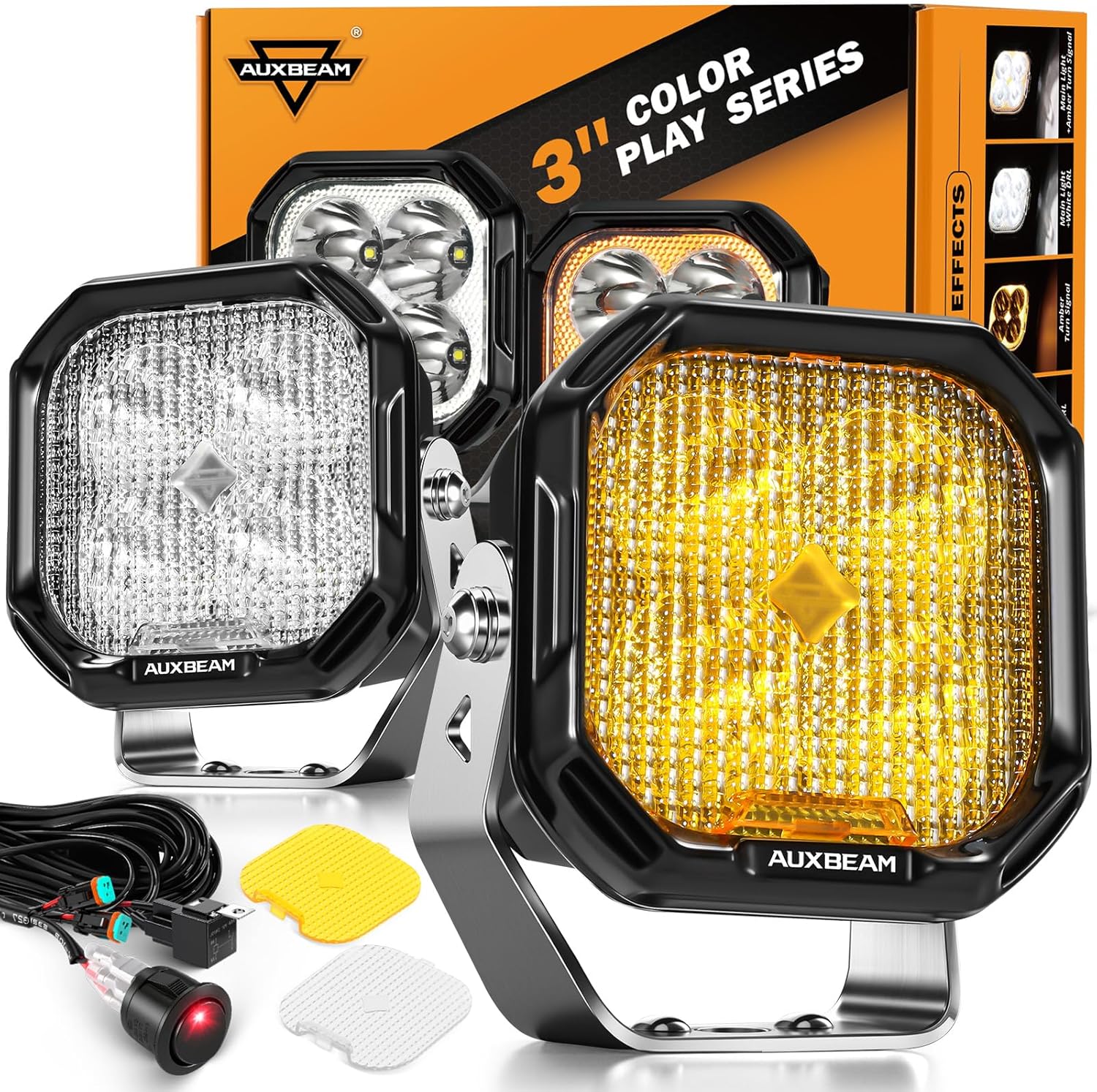 Auxbeam Color Play Series 3 Inch Offroad LED Pods for Adventure