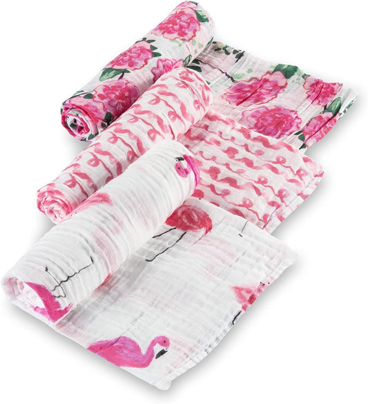 LollyBanks Muslin Swaddle Blankets for Girls - Soft 47 in