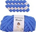 Chenille Chunky Yarn Arm Knitting Thick Bulky DIY - Denim Blue 12-Pack