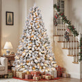 Prelit 9 ft Snow Flocked Spruce Christmas Tree - Full, Warm Lights