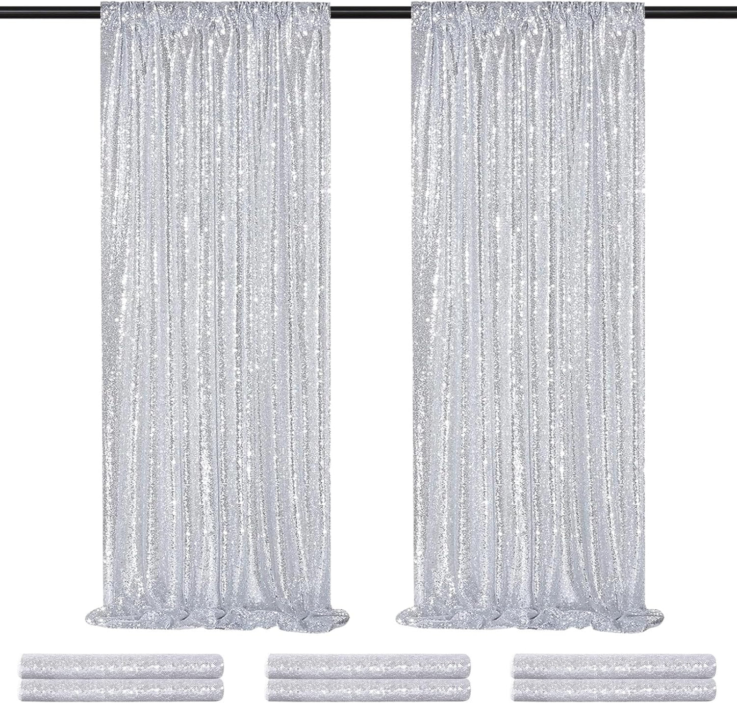Silver Sequin Backdrop Curtains for Stunning Party Decor