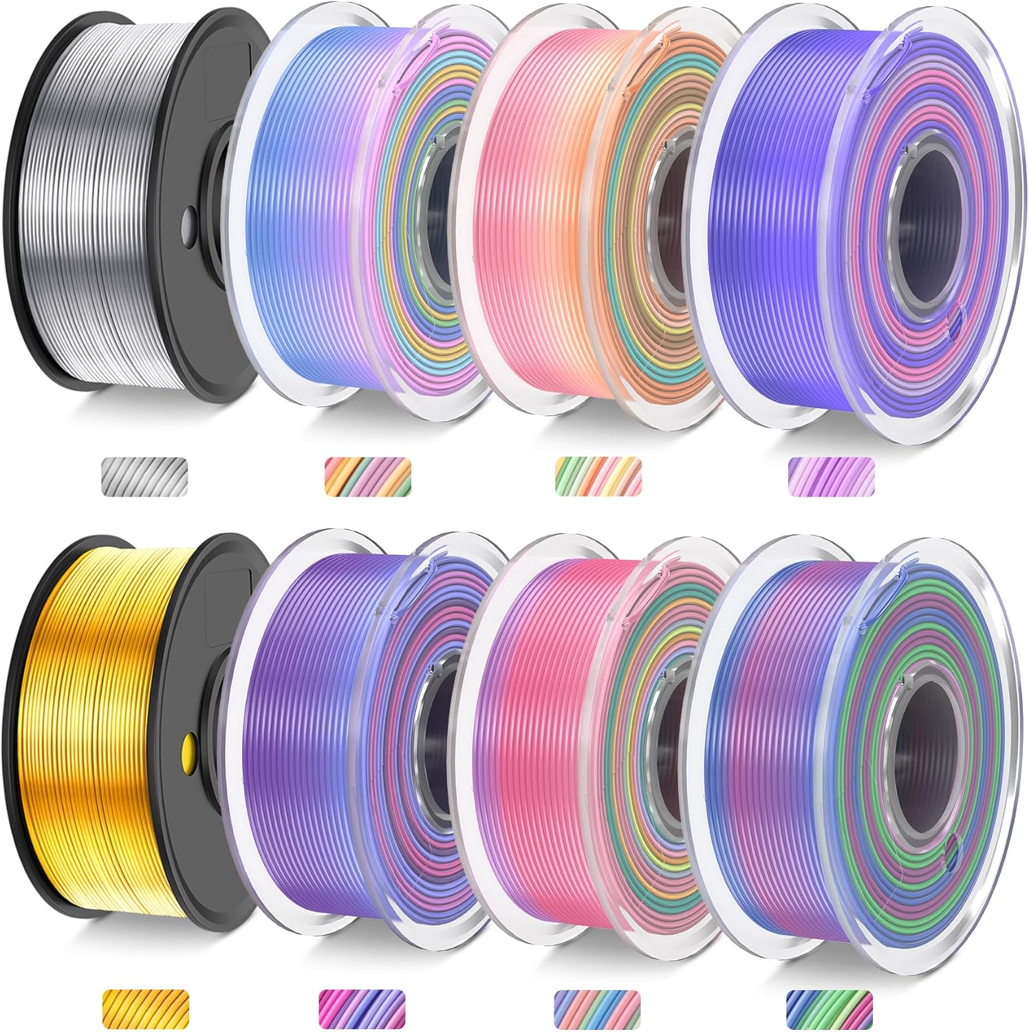JAYO 3D Printer Filament Bundle: Multicolor Silk PLA