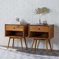 Ella Mid-Century Modern 2-Piece Solid Wood Nightstand Set - Caramel