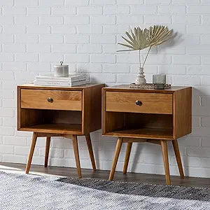 Walker Edison Ella Mid-Century Modern 2-Piece Nightstand Set