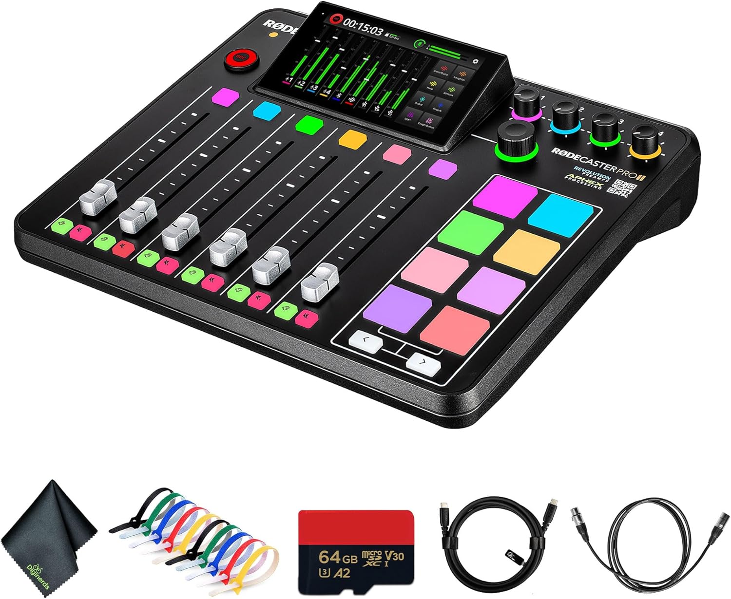 RODECaster Pro II Bundle with 64GB Micro SD and More Essentials