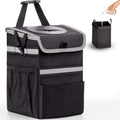 Car Trash Can with Lid and Storage Pockets - Large 2 Gal Capacity