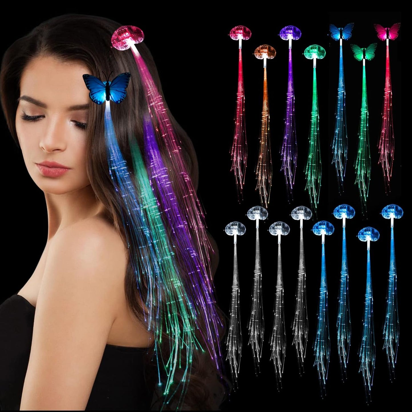 Light Up Braid Extension Clips for Women and Girls - 40 Pack