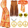 60s 70s Disco Hippie Outfits for Women Costume Set - Retro Boho Look
