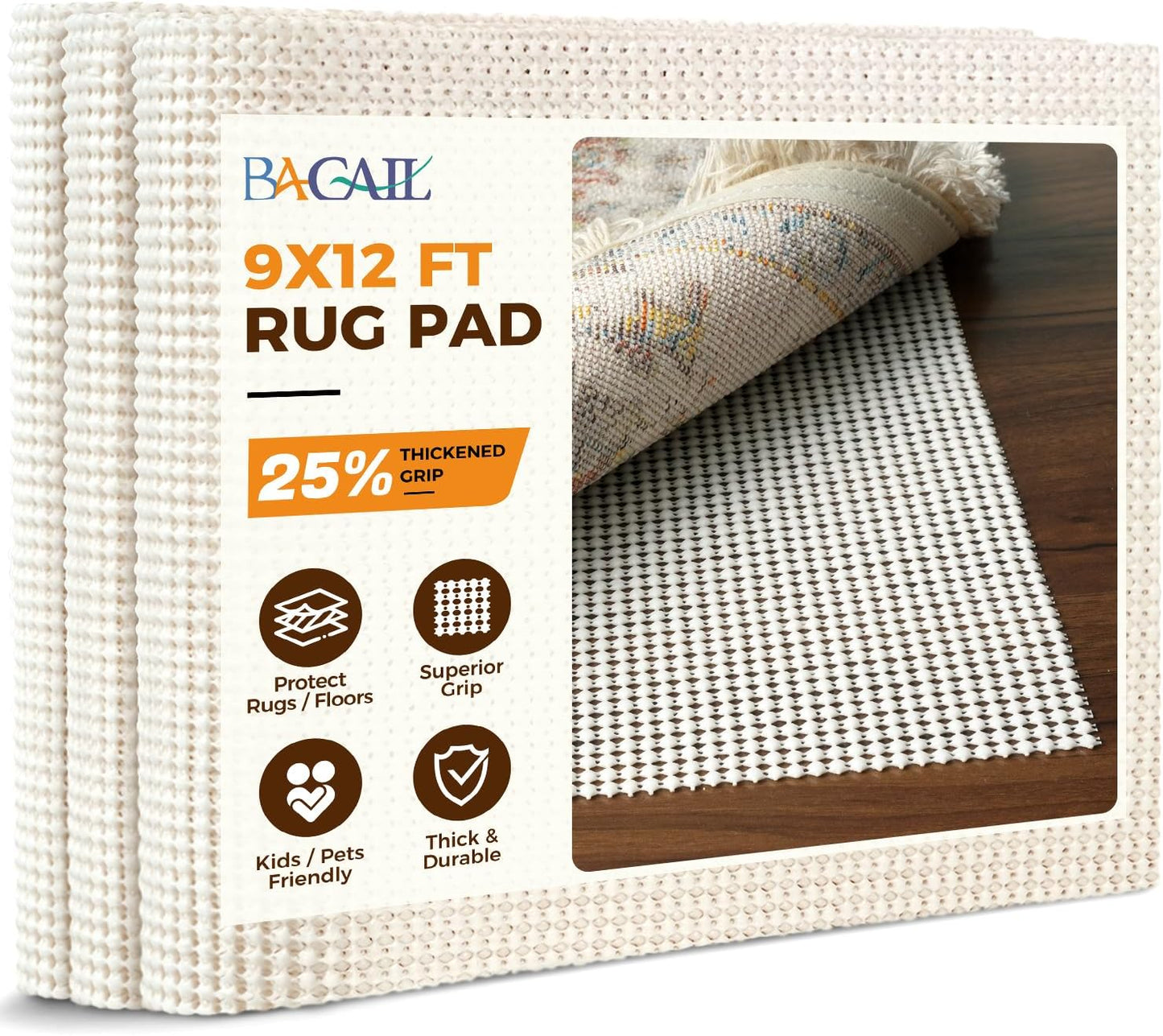 Non Slip Rug Pad Gripper for Hardwood Floors by BAGAIL BASICS