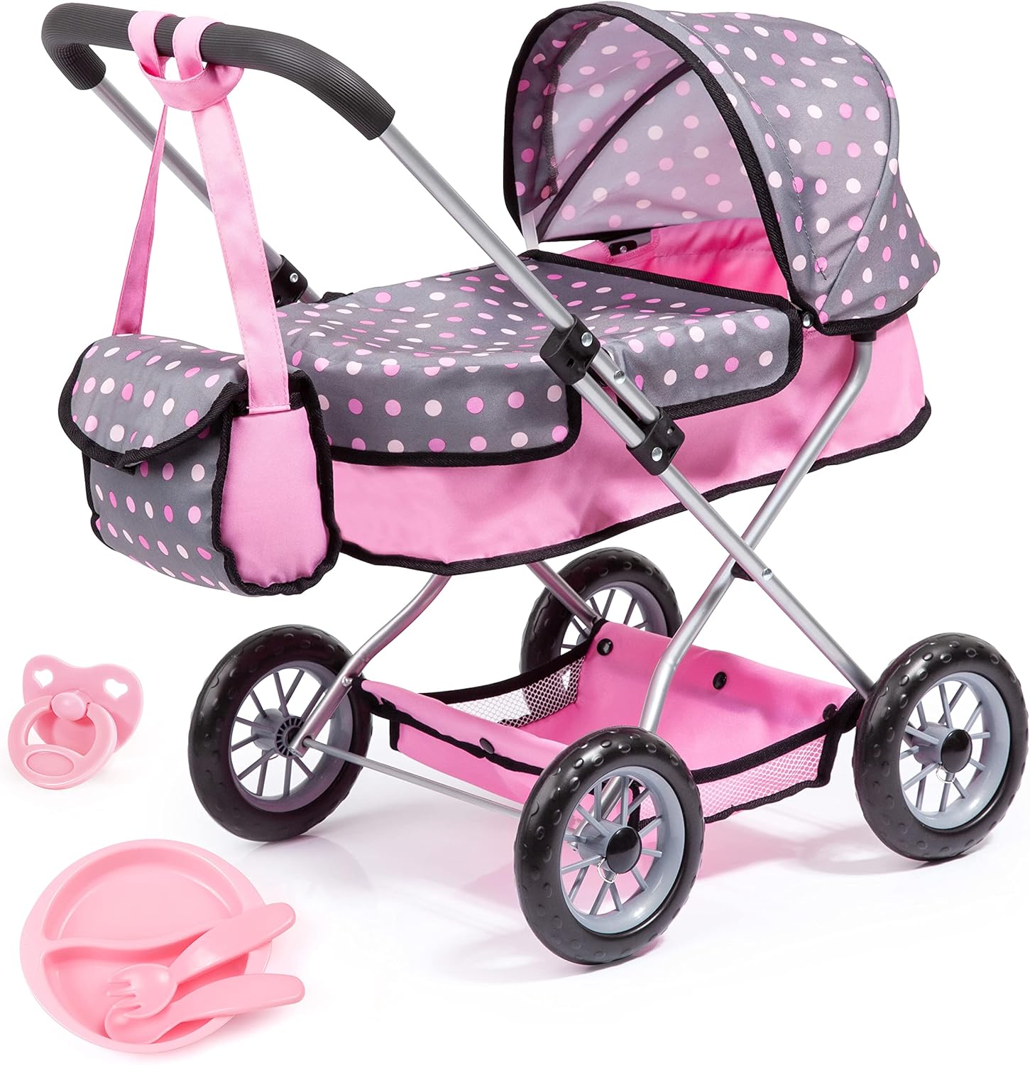 Smarty Modern Doll's Pram Set with Travel Bed for 18in Dolls