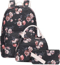 Floral Canvas Backpack Set for Girls with Lunch Bag & Pencil Case