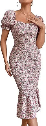 PRETTYGARDEN Women's Summer Floral Midi Bodycon Dress Review