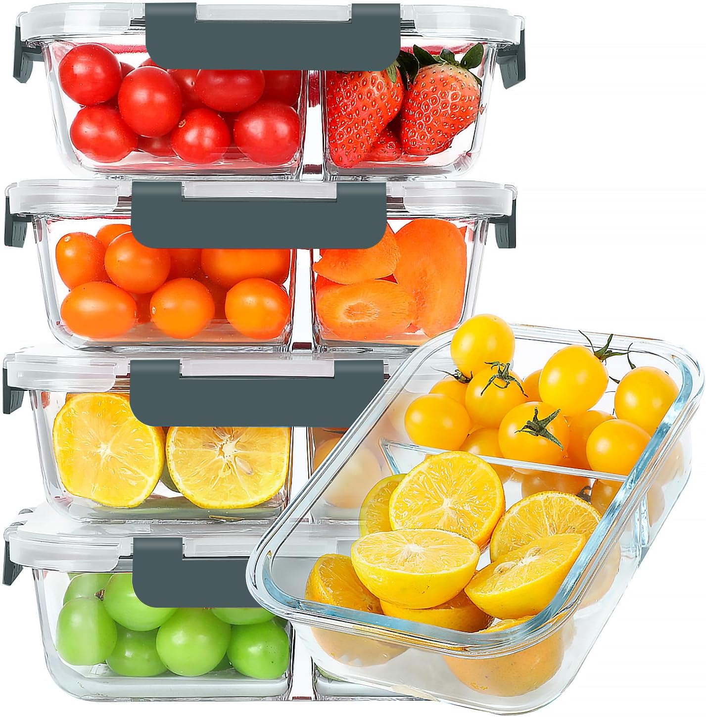 KOMUEE 30 oz Glass Meal Prep Containers for Healthy Eating