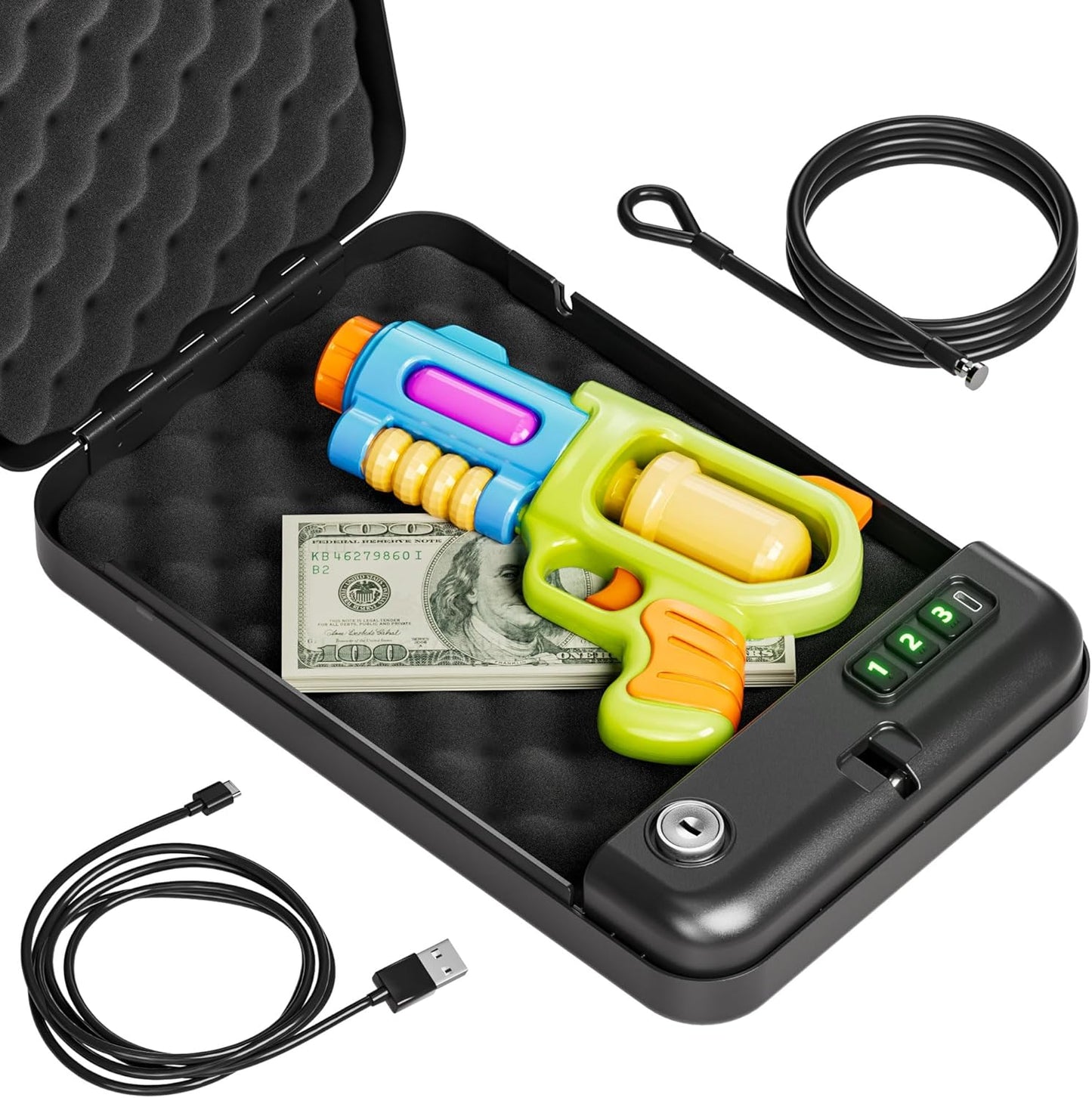 Portable Pistol Safes with Electronic Lock & Key Access Options