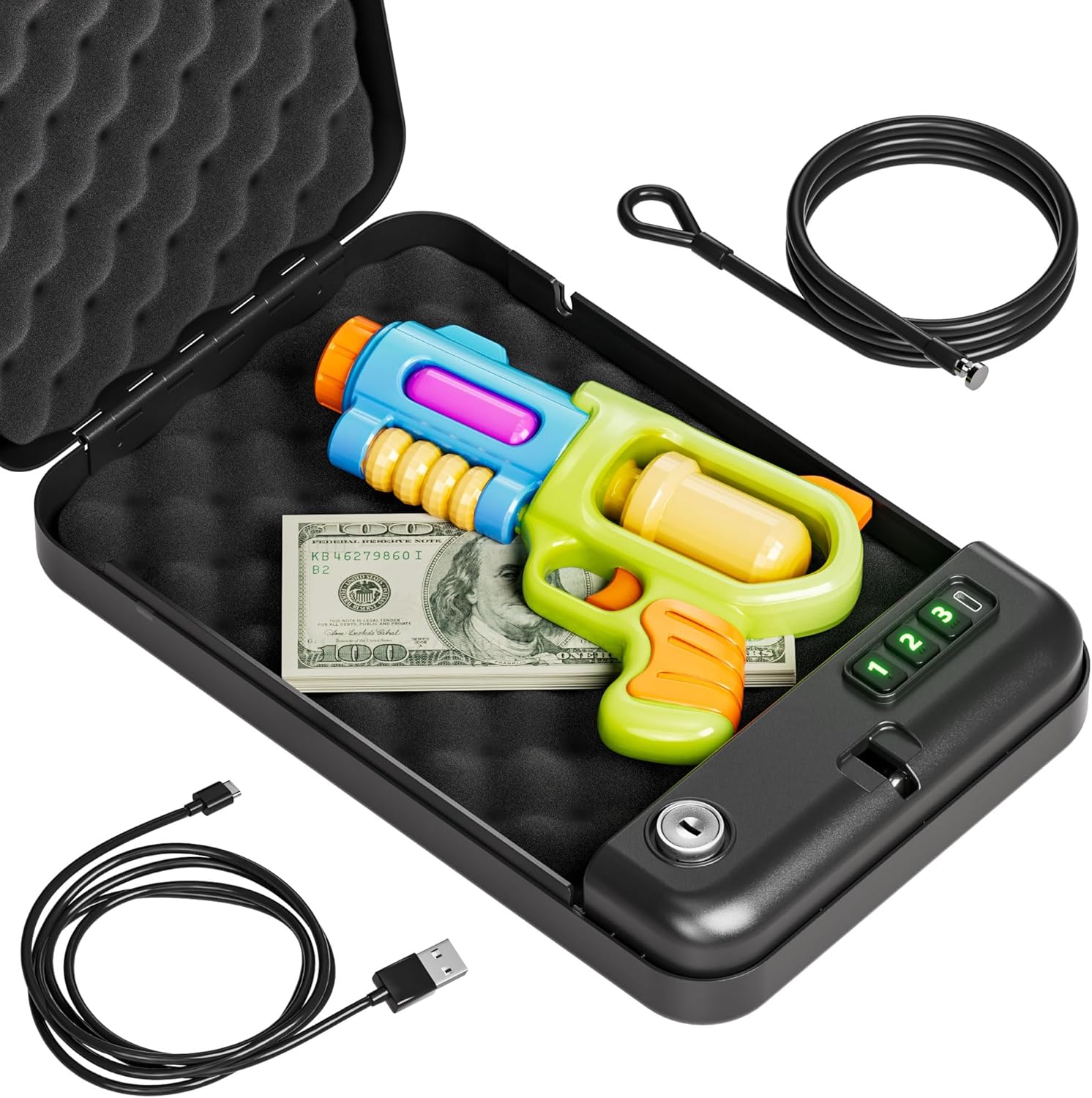 Portable Pistol Safes with Electronic Lock & Key Access Options