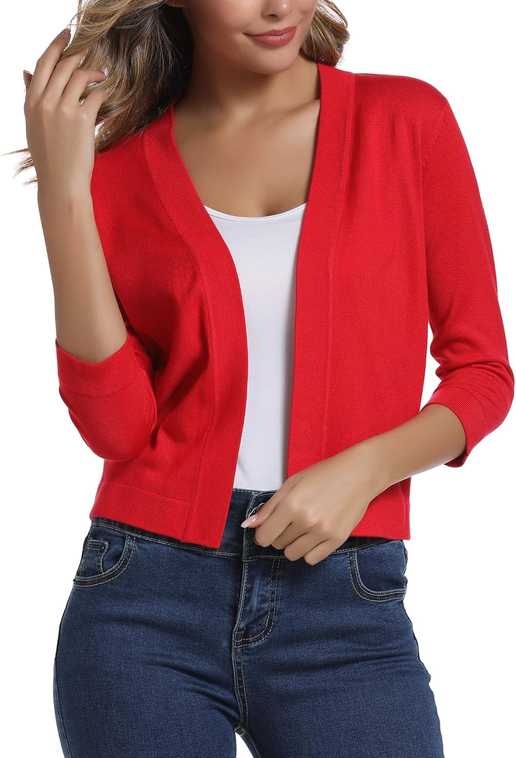 Urban CoCo Women's 3/4 Sleeve Cropped Cardigan for All Occasions