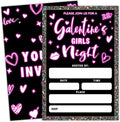 Pink Neon Galentines Party Invites - Set of 20