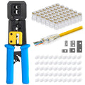 RJ45 Crimp Tool Kit with 50 Cat5e Pass-Through Connectors - Precise