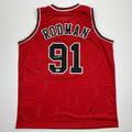 Autographed Dennis Rodman Chicago Red Basketball Jersey - Signed XL
