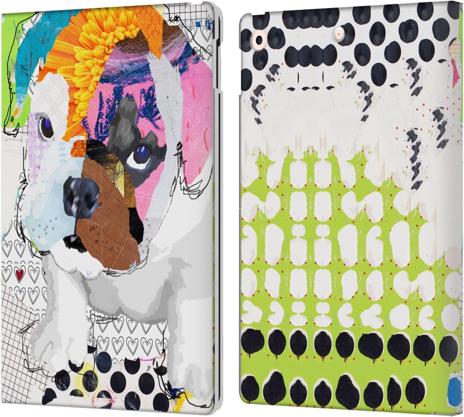 Michel Keck Bulldog Puppy Leather Wallet Case for iPad 10.2