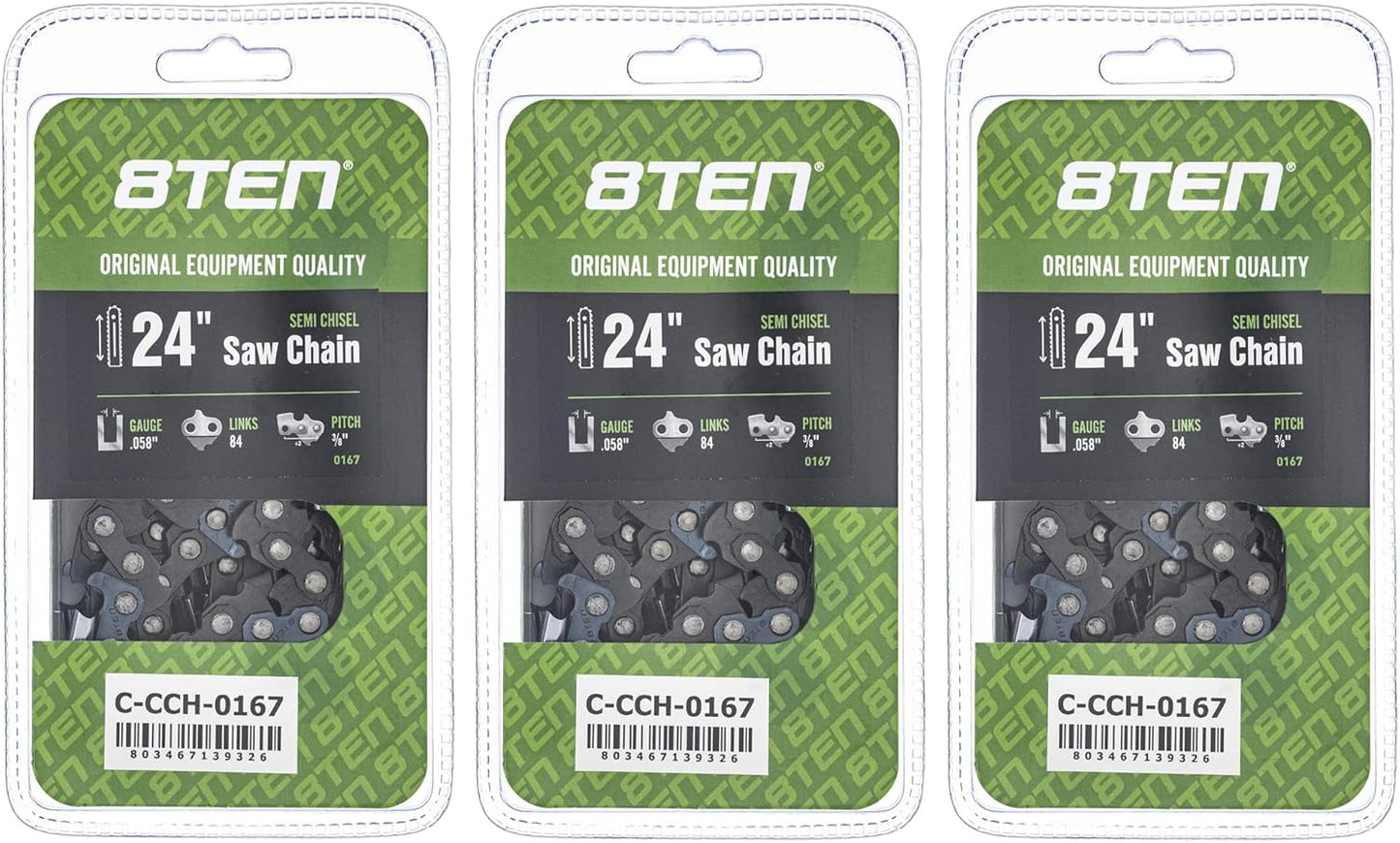 8TEN Semi Chisel Chainsaw Chain 24 Inch for Husqvarna and More