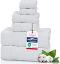 TEXTILOM 6 Pc Bath Towel Set - Soft 100% Turkish Cotton
