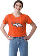 Women's NFL Team Ladies Fashion Solid Big Logo Crop Top Shirt - Fan